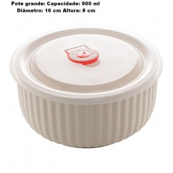 Jogo 3 Refratários 900/600/300ml New Bone Siena De Porcelana Com Tampa Plástica